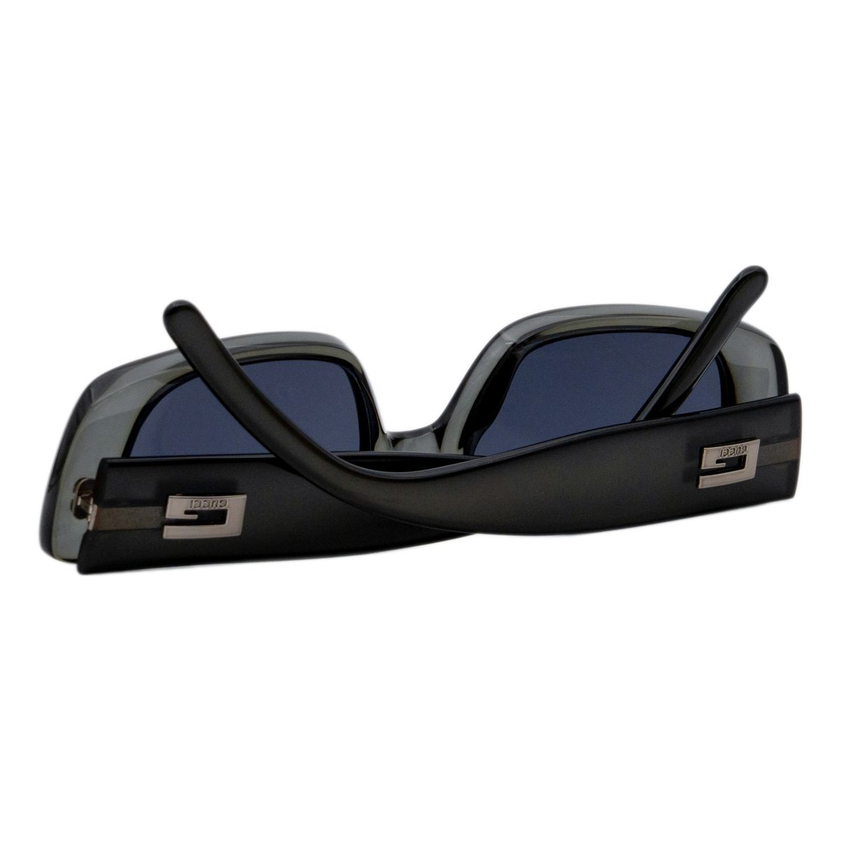 Vintage Gucci 2409 Gray Black Rectangular Logo Sunglasses — photo 8