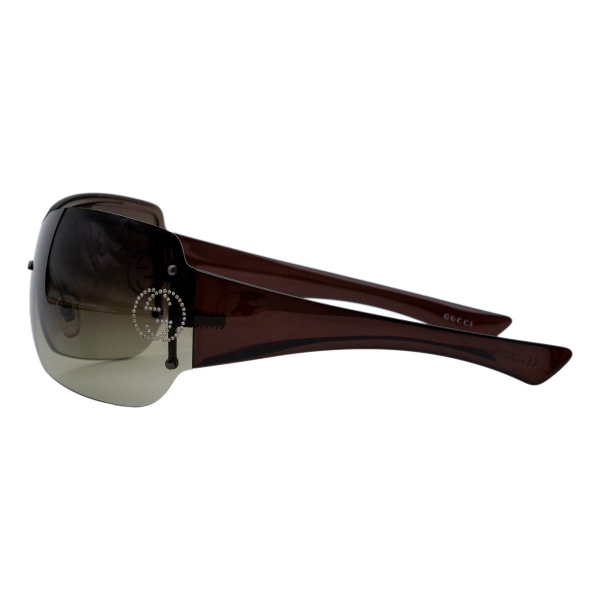 Gucci GG 1825 Oversized Shield Strass Logo Y2K Sunglasses — photo 3