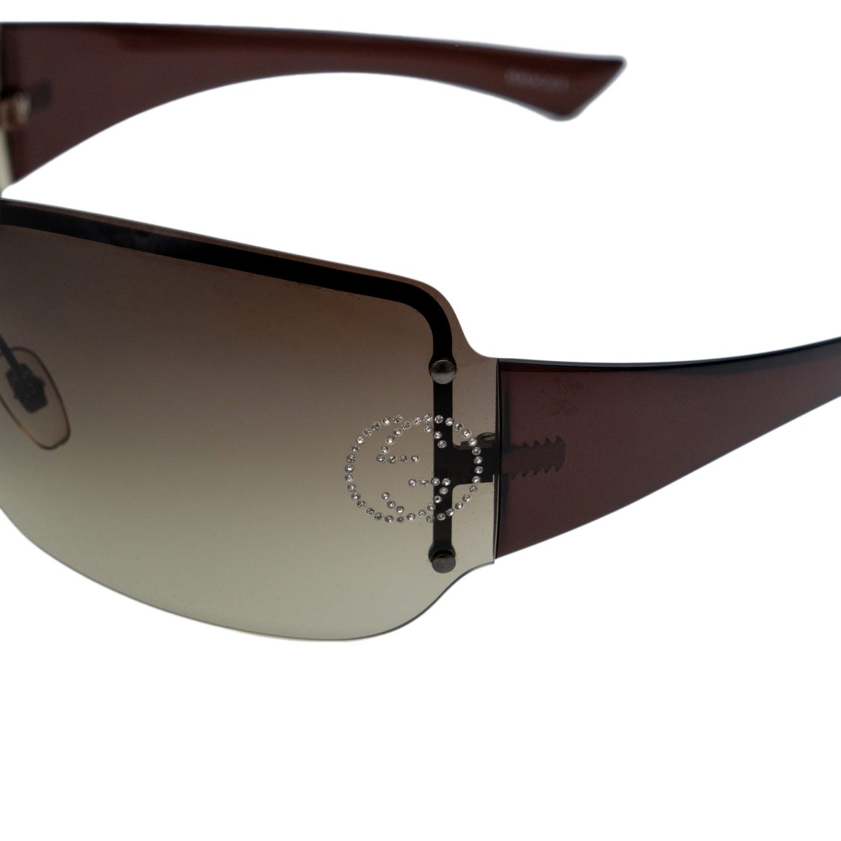 Gucci GG 1825 Oversized Shield Strass Logo Y2K Sunglasses — photo 4
