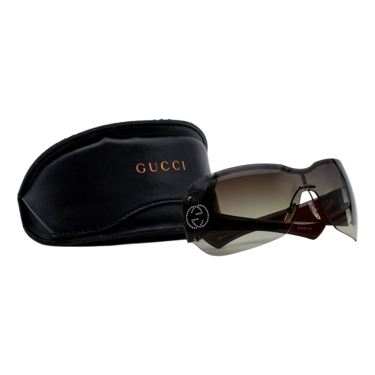 Gucci GG 1825 Oversized Shield Strass Logo Y2K Sunglasses — photo 8