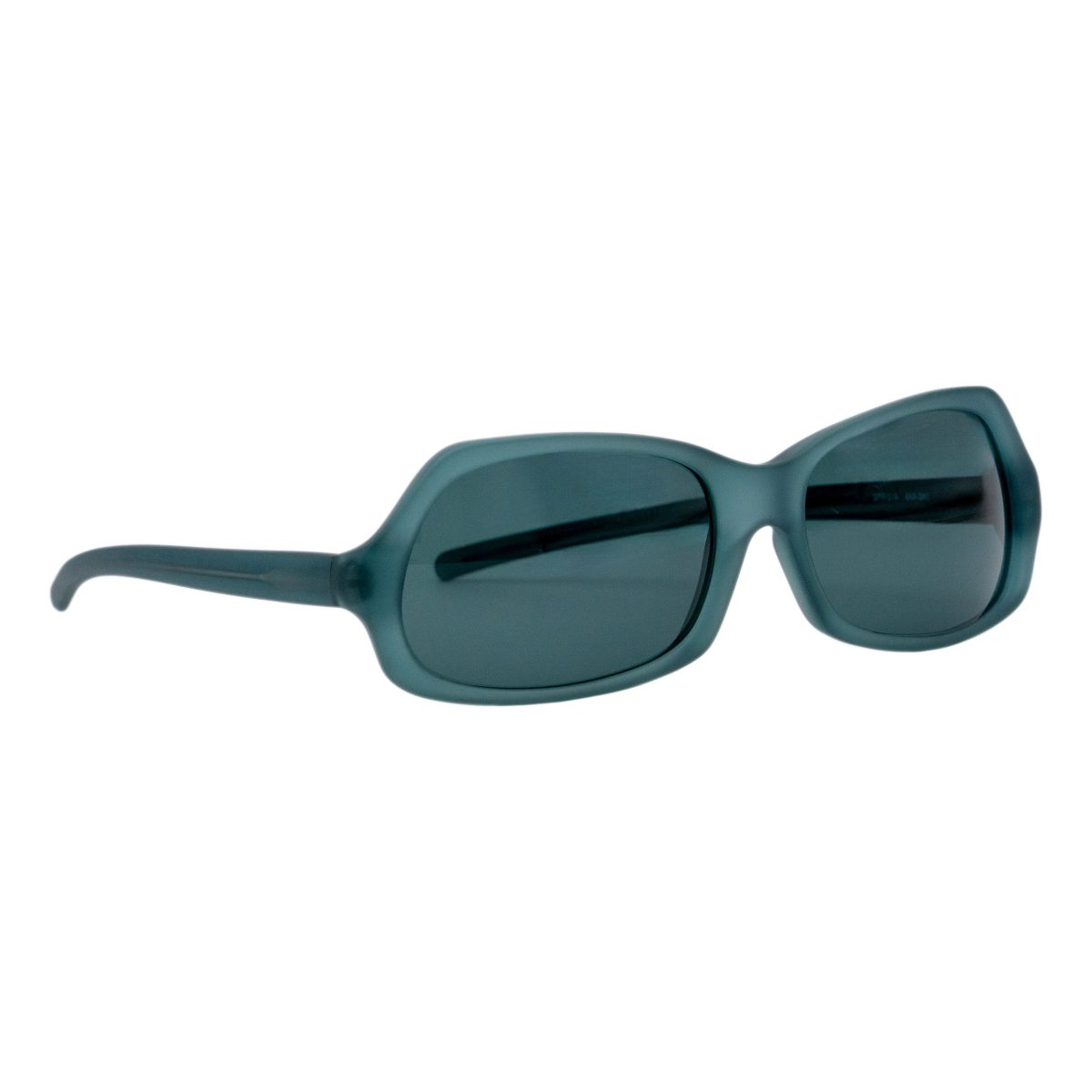 Vintage Prada SPR 07A Teal Blue Logo Rectangular Sunglasses