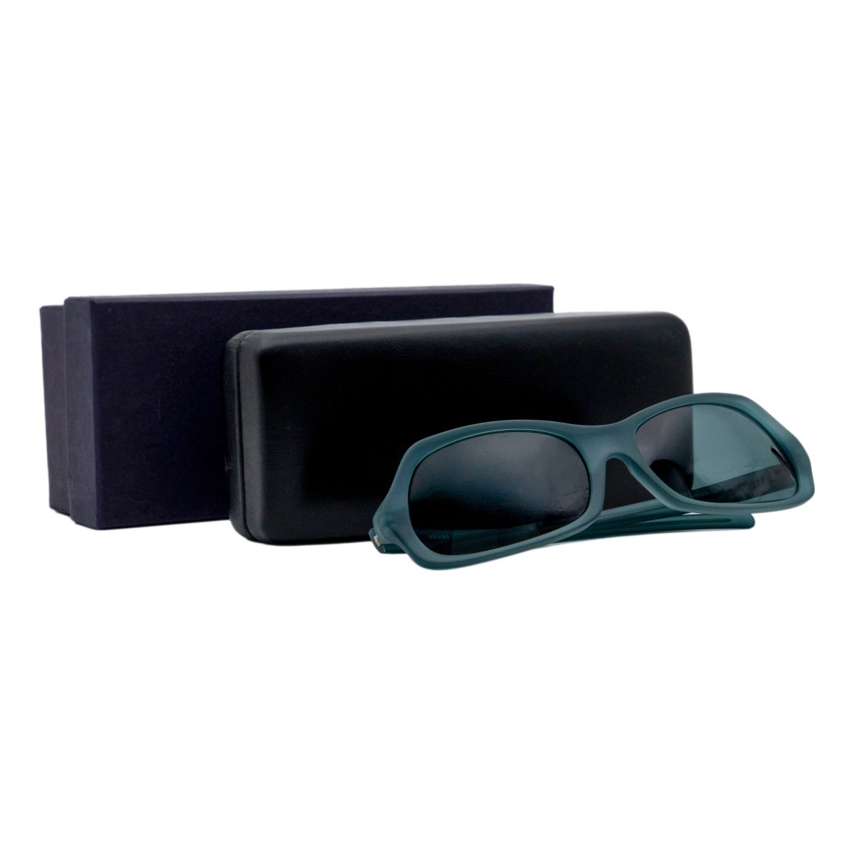 Vintage Prada SPR 07A Teal Blue Logo Rectangular Sunglasses — photo 7