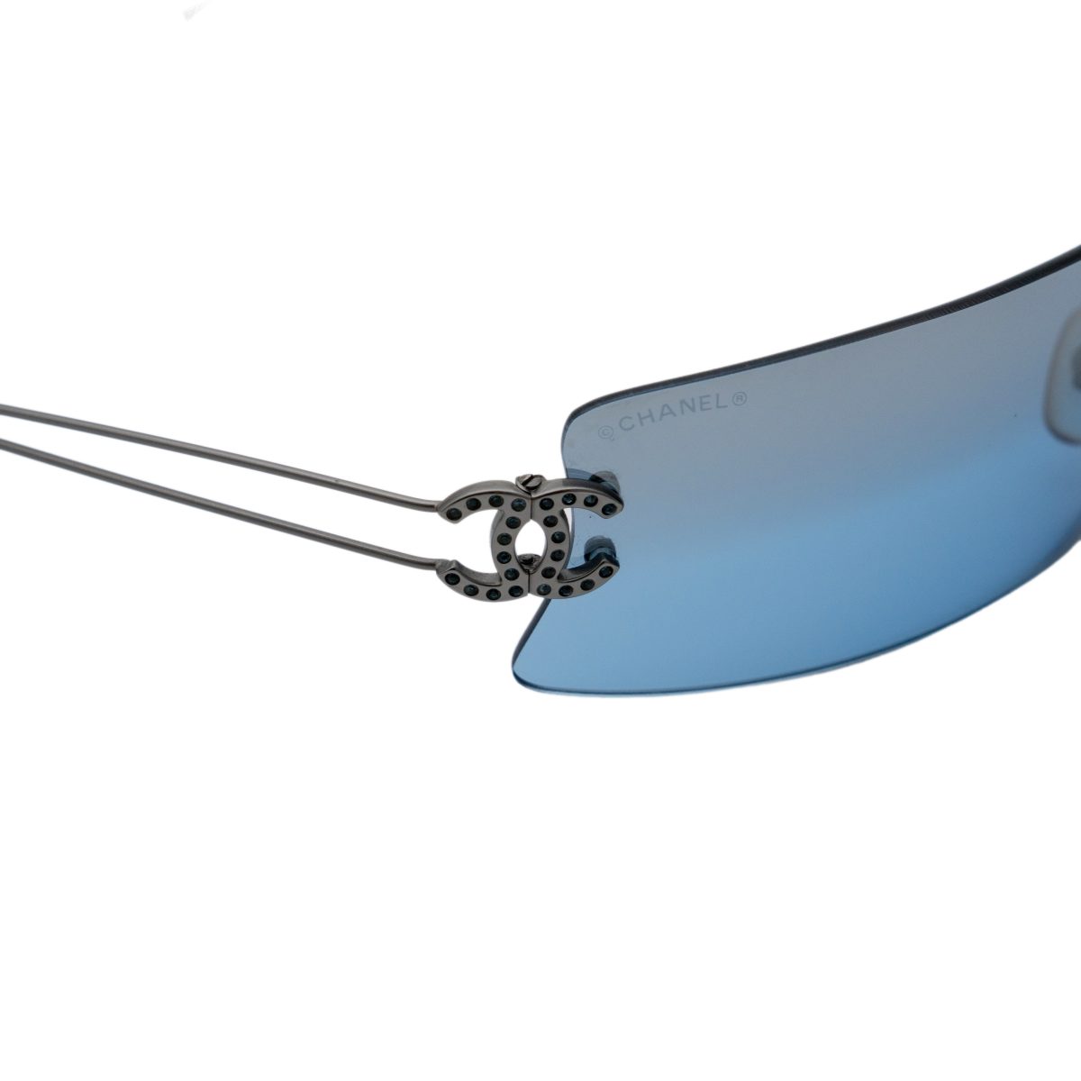 Vintage Chanel 4051 Gunmetal Rimless Crystal CC Sunglasses — photo 5