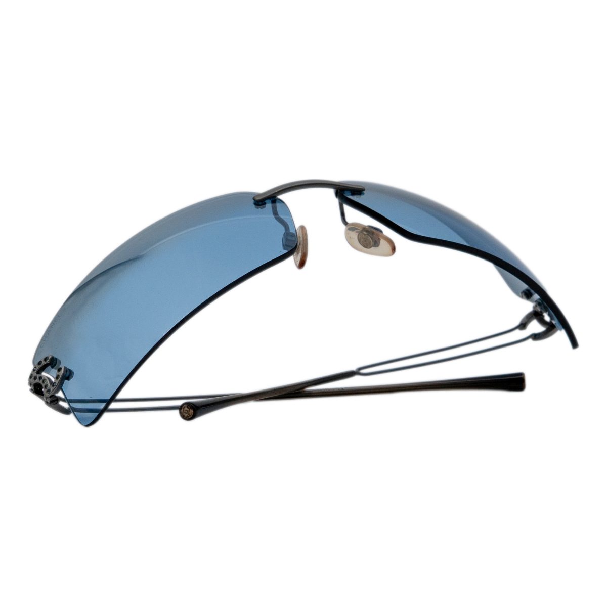 Vintage Chanel 4051 Gunmetal Rimless Crystal CC Sunglasses — photo 10