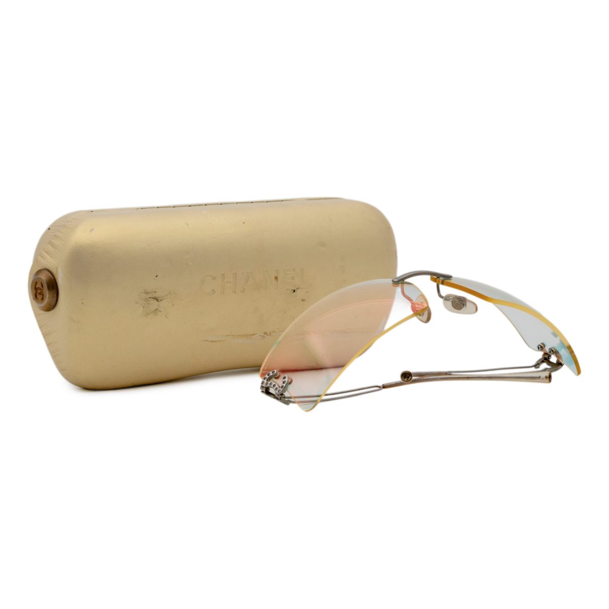 Chanel 4051 Iridescent Rimless Crystal Logo Y2K Sunglasses — photo 12