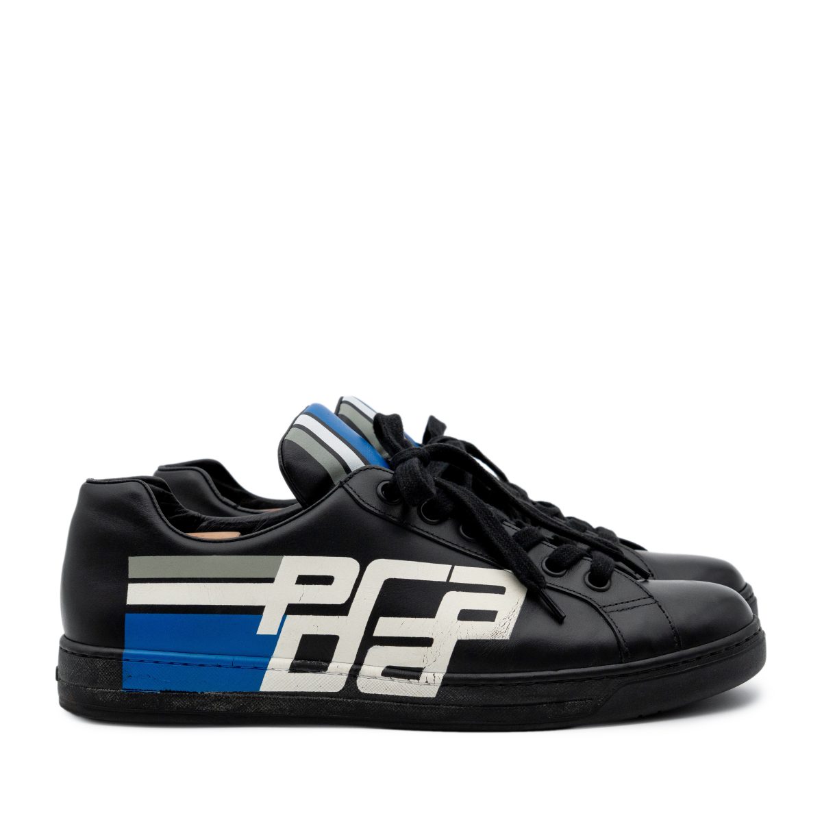 Prada Mens Black Smooth Leather Racing Logo Sneaker Shoes — photo 3