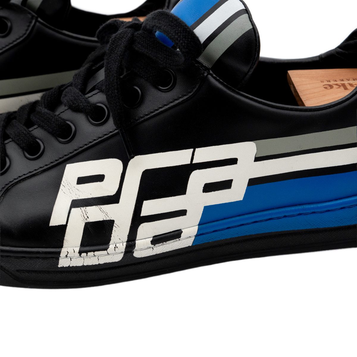 Prada Mens Black Smooth Leather Racing Logo Sneaker Shoes — photo 7
