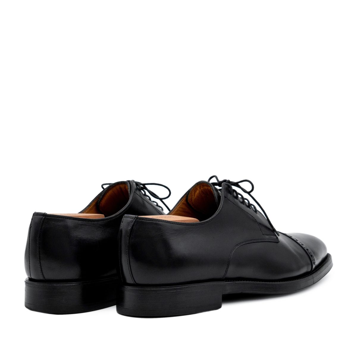Santoni Mens Black Leather Brogue Cap Toe Derby Dress Shoes — photo 4