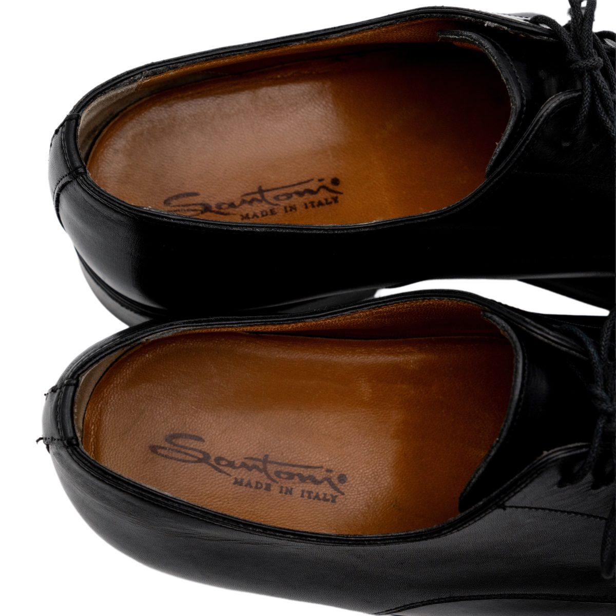 Santoni Mens Black Leather Brogue Cap Toe Derby Dress Shoes — photo 7