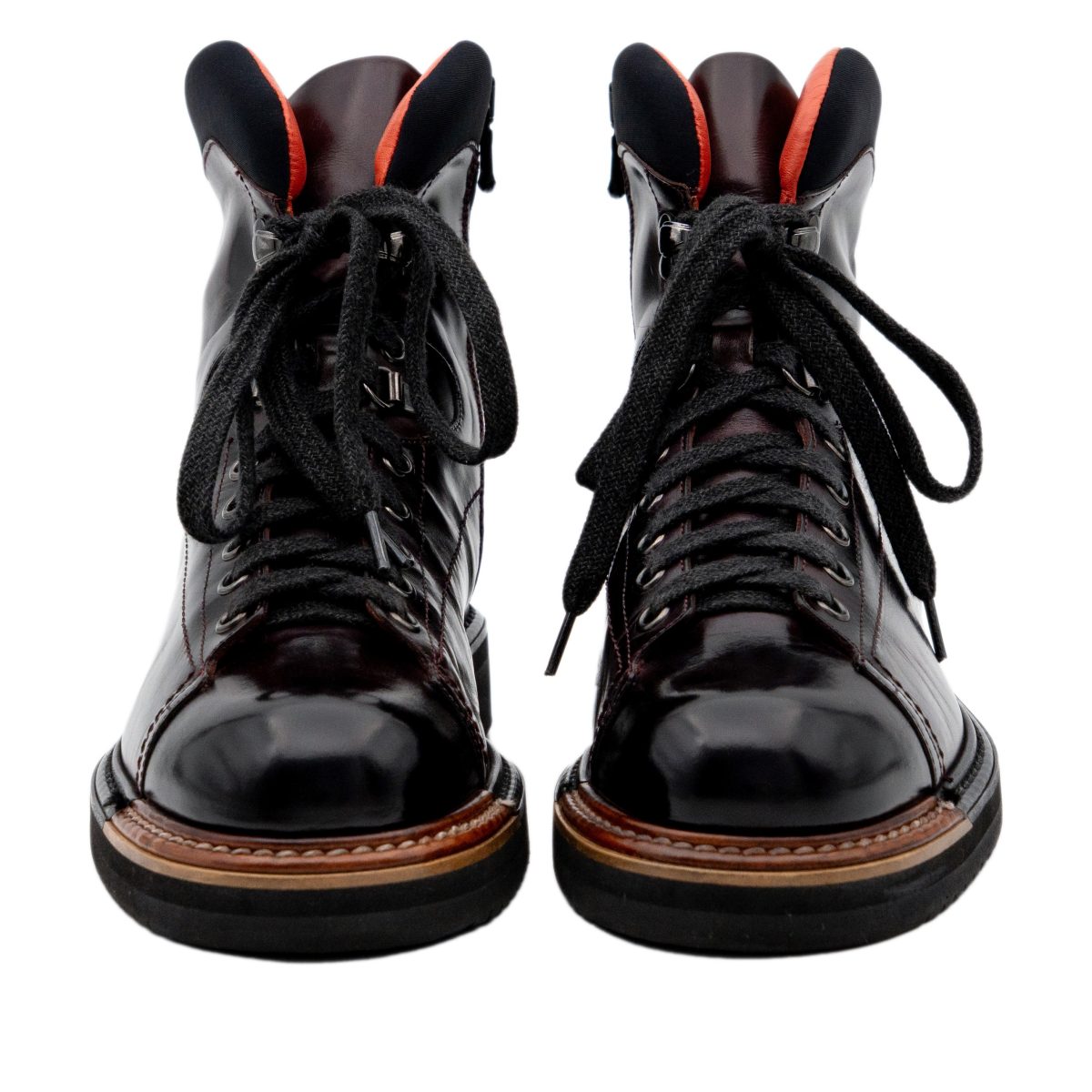 Santoni Womens Brown Leather Ankle Zip Vibram Hiking Boots — photo 2