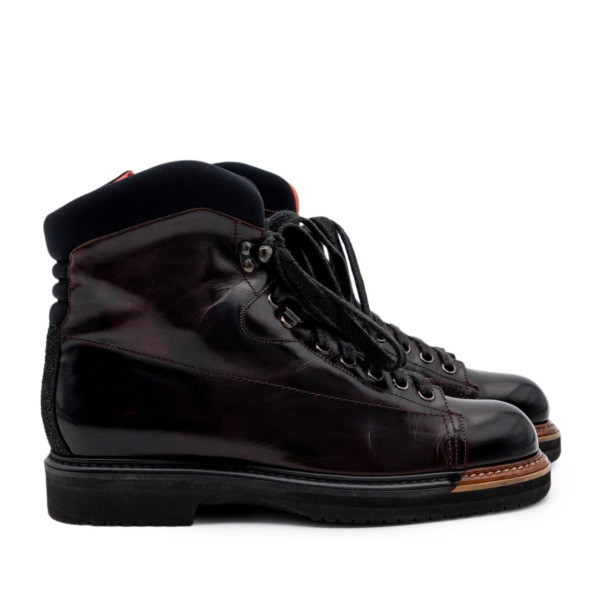 Santoni Womens Brown Leather Ankle Zip Vibram Hiking Boots — photo 3