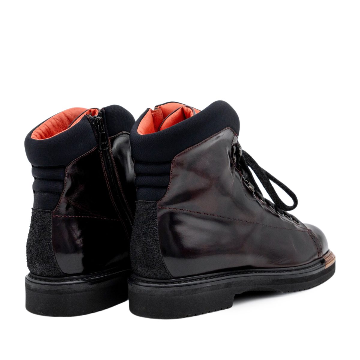 Santoni Womens Brown Leather Ankle Zip Vibram Hiking Boots — photo 4