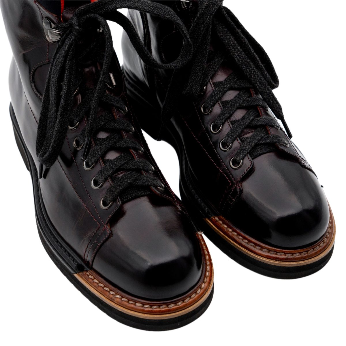 Santoni Womens Brown Leather Ankle Zip Vibram Hiking Boots — photo 8