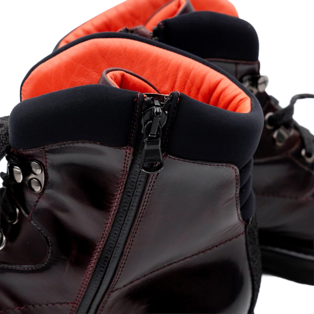 Santoni Womens Brown Leather Ankle Zip Vibram Hiking Boots — photo 9