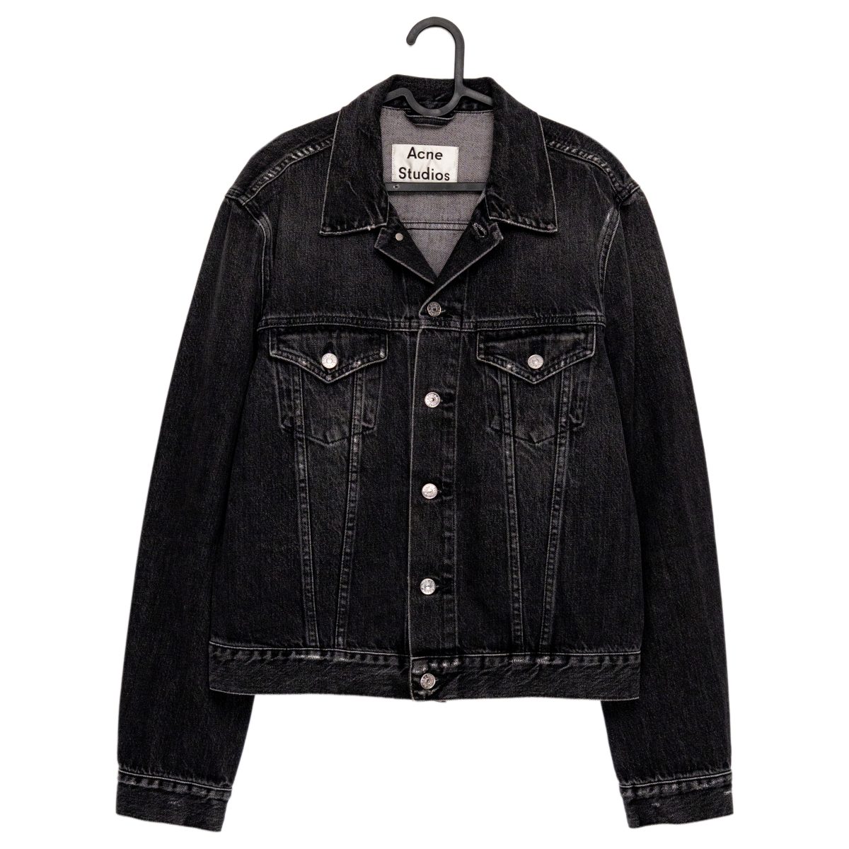 Acne Studios Who Washed Black Cotton Denim Trucker Jacket