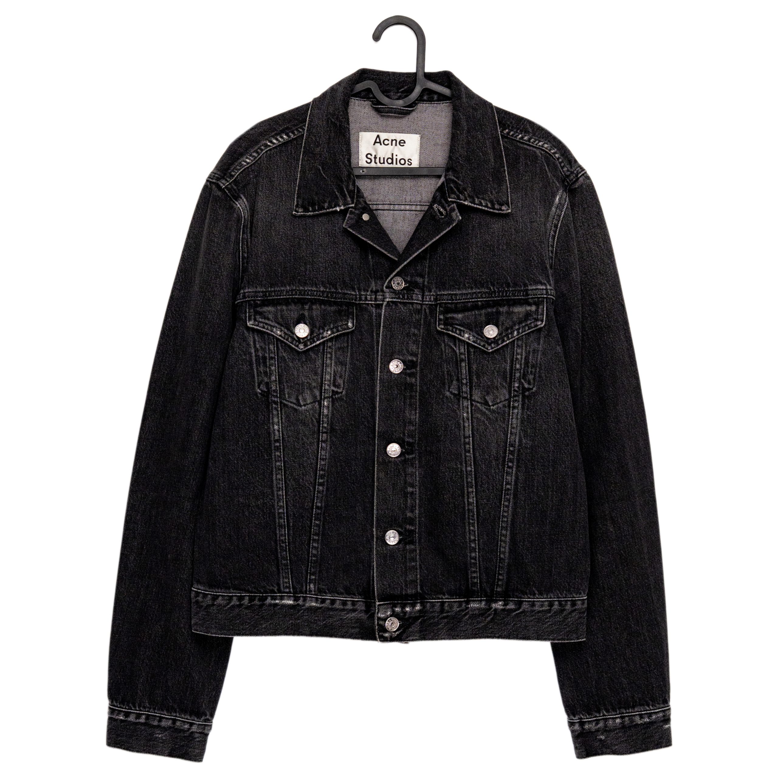 Acne Studios Who Washed Black Denim Trucker Jacket Size M
