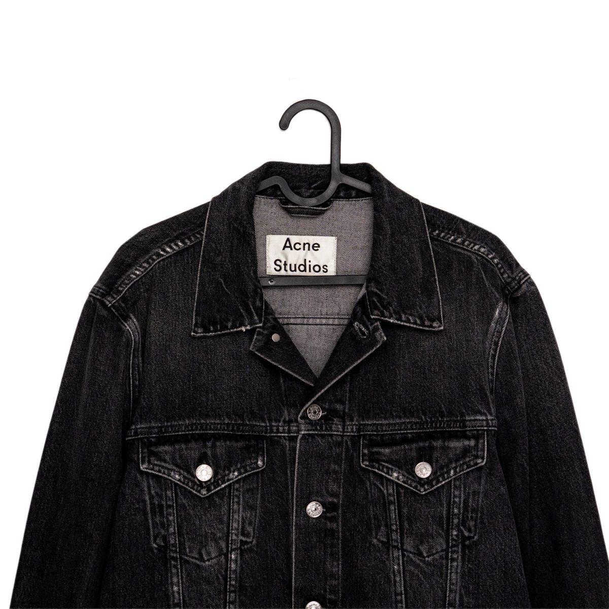 Acne Studios Who Washed Black Cotton Denim Trucker Jacket — photo 3