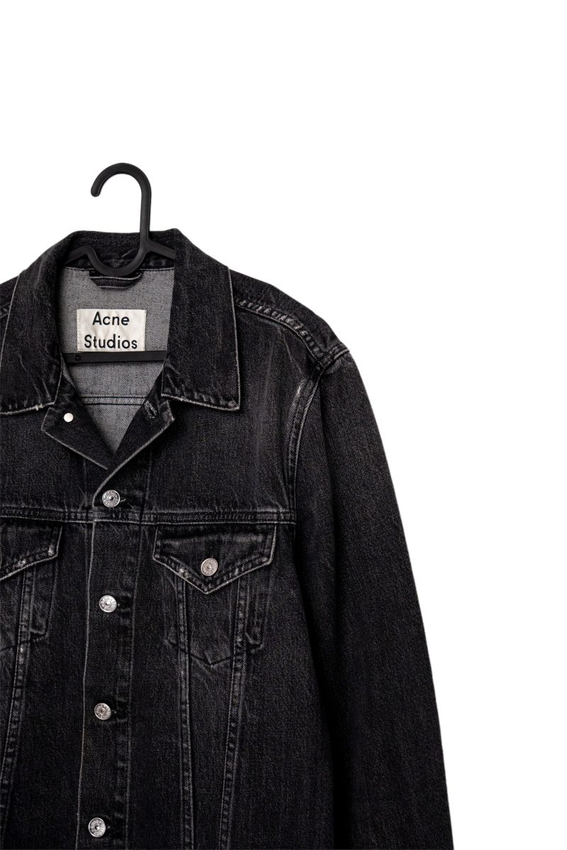 Acne Studios Who Washed Black Cotton Denim Trucker Jacket — photo 4