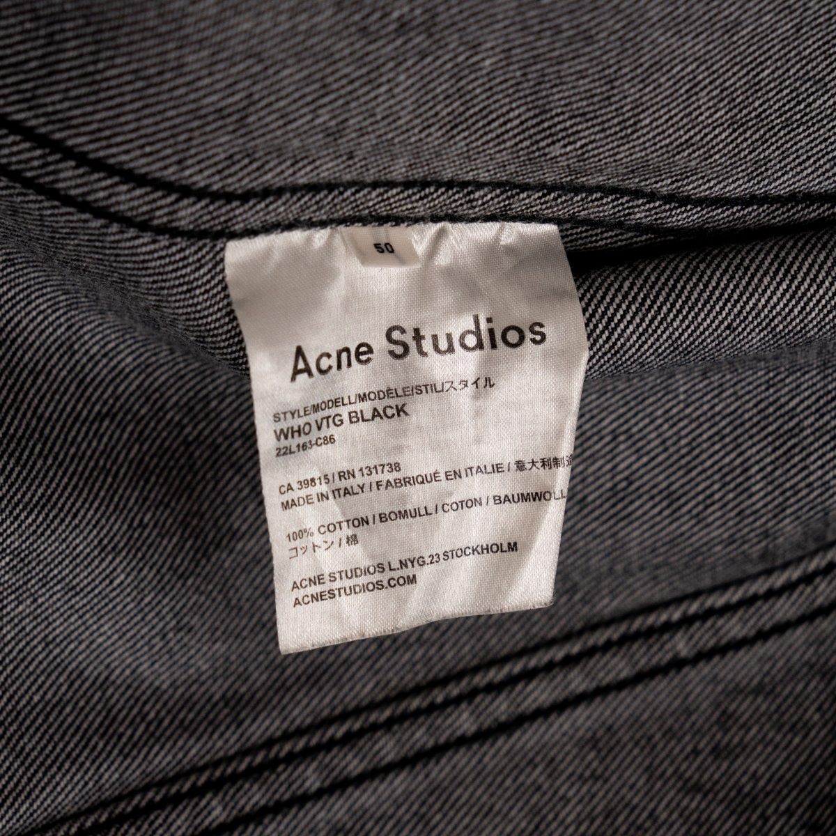 Acne Studios Who Washed Black Cotton Denim Trucker Jacket — photo 8