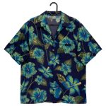 Prada Milano Navy Hibiscus Floral Hawaiian Camp Collar Shirt