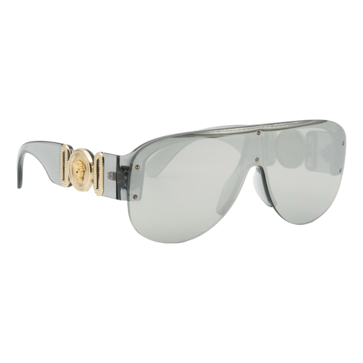 Versace MOD 4391 Silver Mirror Medusa Logo Shield Sunglasses