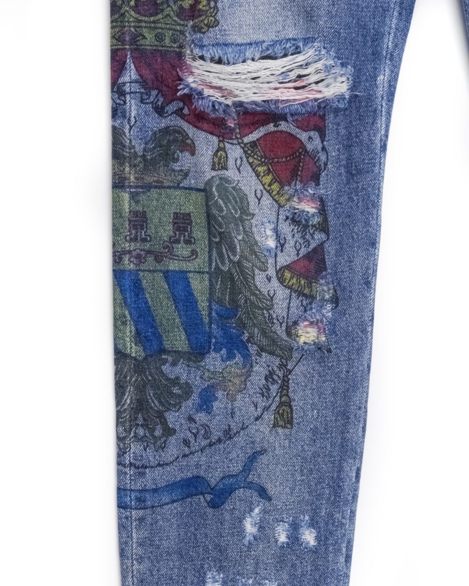 Dolce Gabbana Blue Distressed Crest Mens Denim Jeans Size S — photo 3