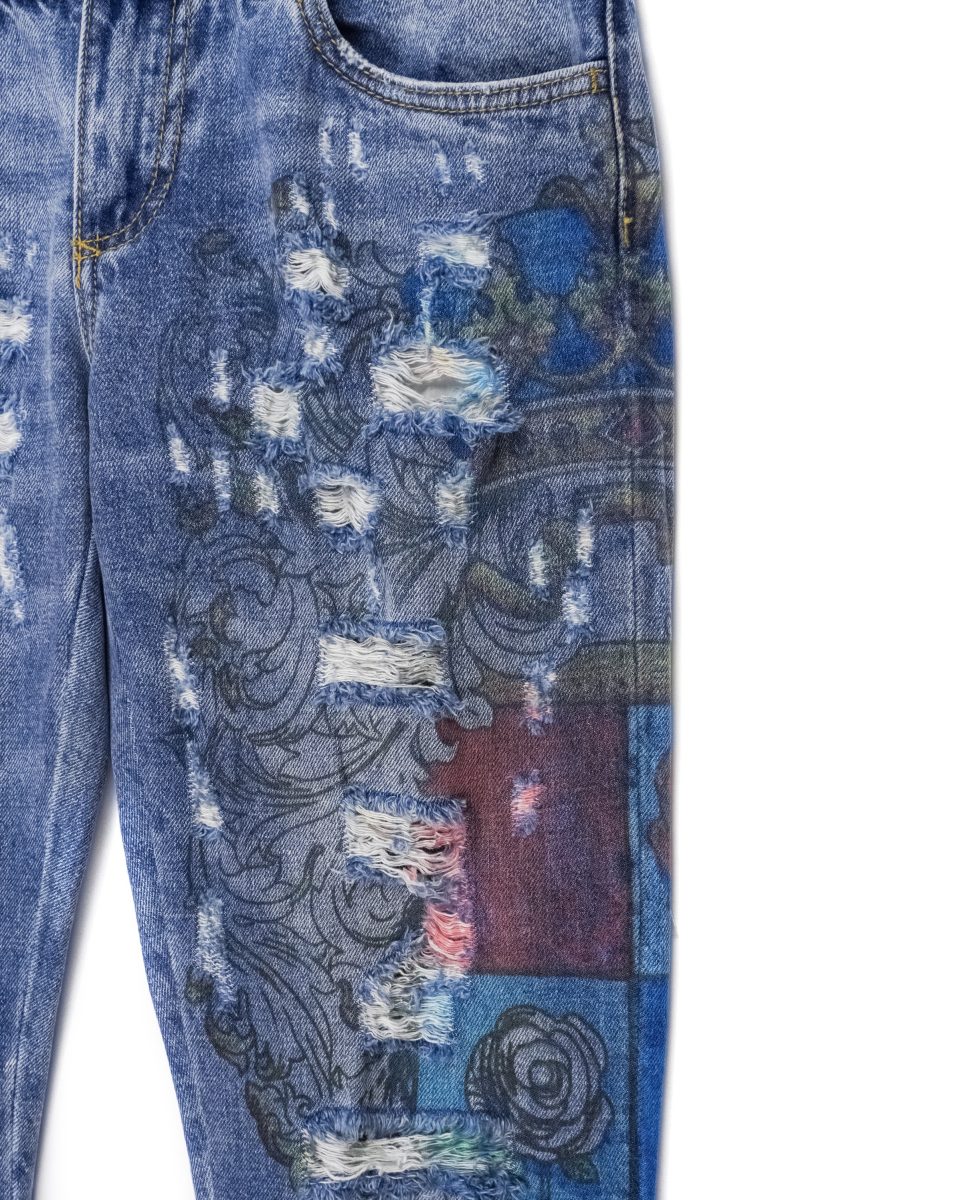 Dolce Gabbana Blue Distressed Crest Mens Denim Jeans Size S — photo 4
