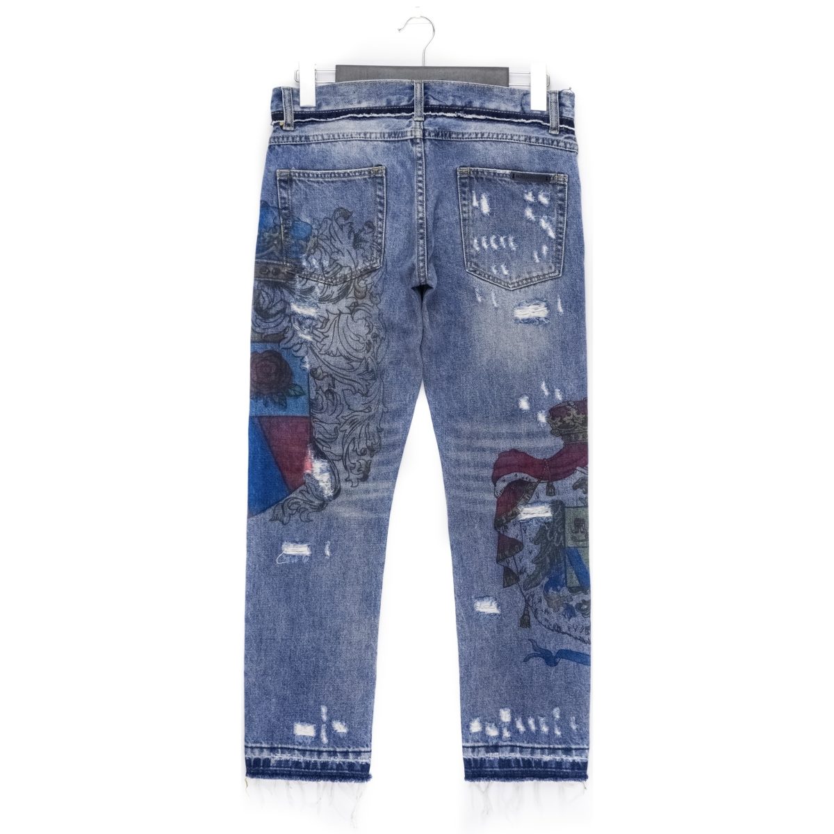 Dolce Gabbana Blue Distressed Crest Mens Denim Jeans Size S — photo 5