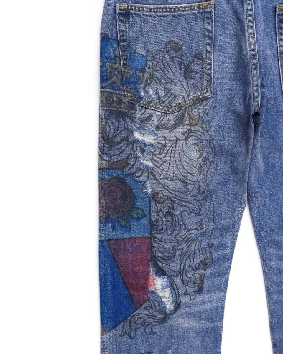 Dolce Gabbana Blue Distressed Crest Mens Denim Jeans Size S — photo 7