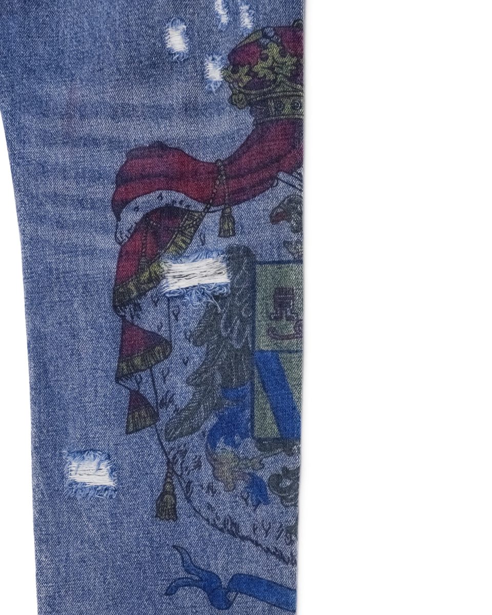 Dolce Gabbana Blue Distressed Crest Mens Denim Jeans Size S — photo 8