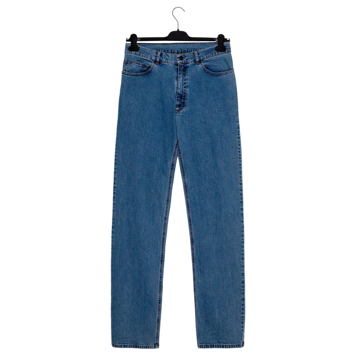 Loro Piana Blue Denim Logo Button Straight Leg Jeans Pants