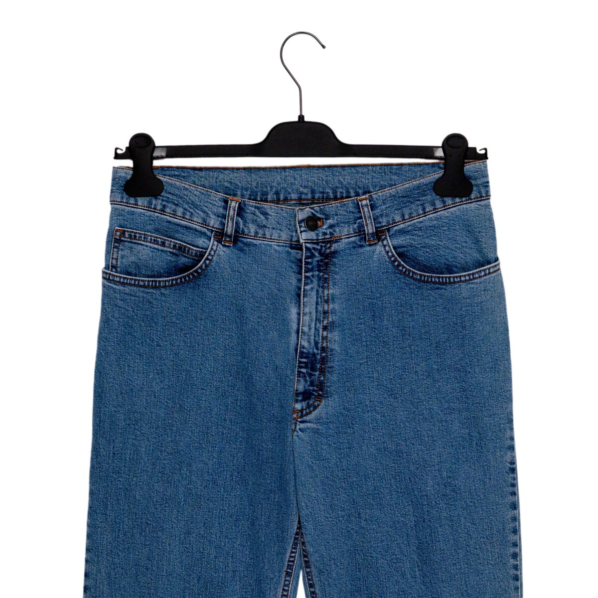 Loro Piana Blue Denim Logo Button Straight Leg Jeans Pants — photo 3