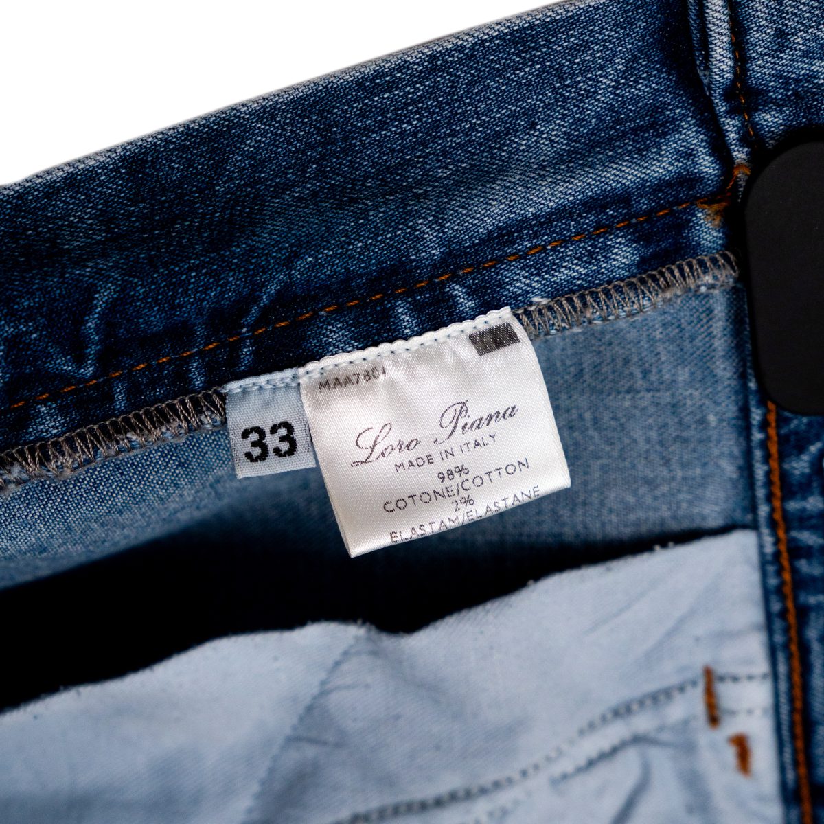 Loro Piana Blue Denim Logo Button Straight Leg Jeans Pants — photo 6