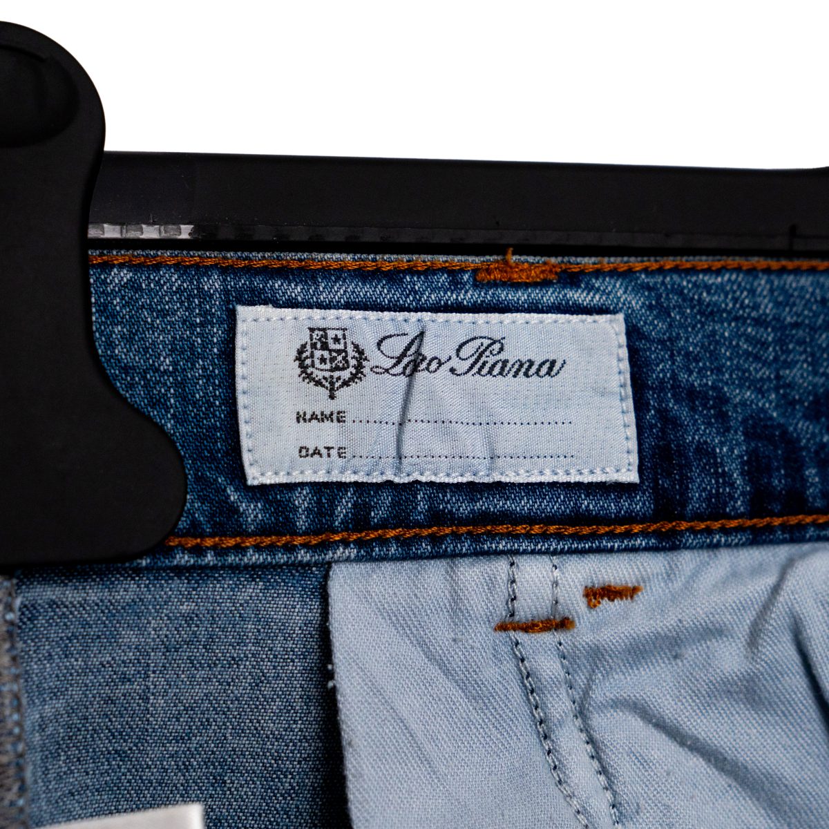 Loro Piana Blue Denim Logo Button Straight Leg Jeans Pants — photo 7