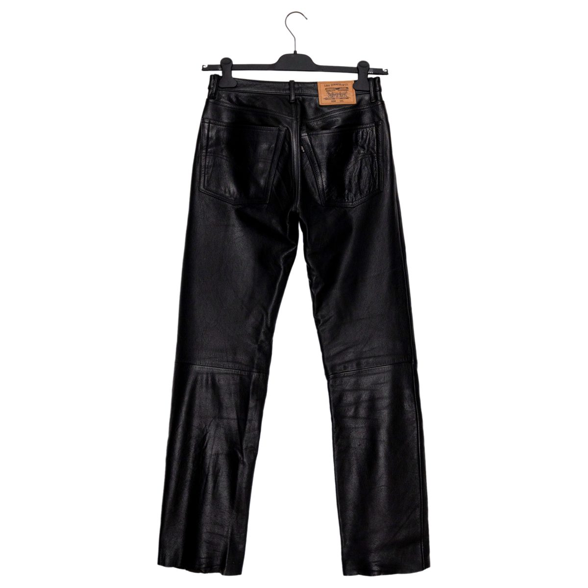 Vintage Levi's 90s Black Leather Button Fly Mens Jeans Pants — photo 2