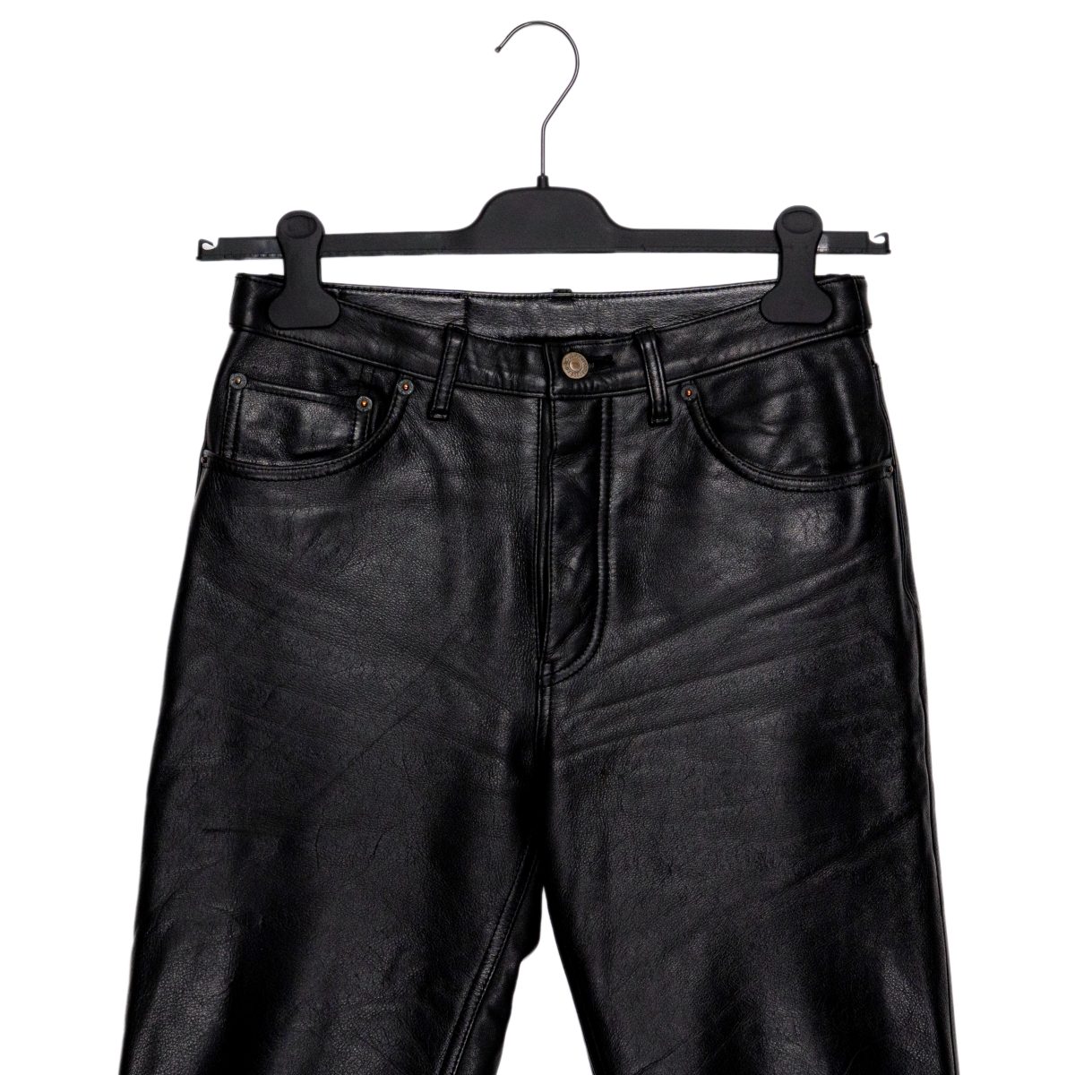 Vintage Levi's 90s Black Leather Button Fly Mens Jeans Pants — photo 3