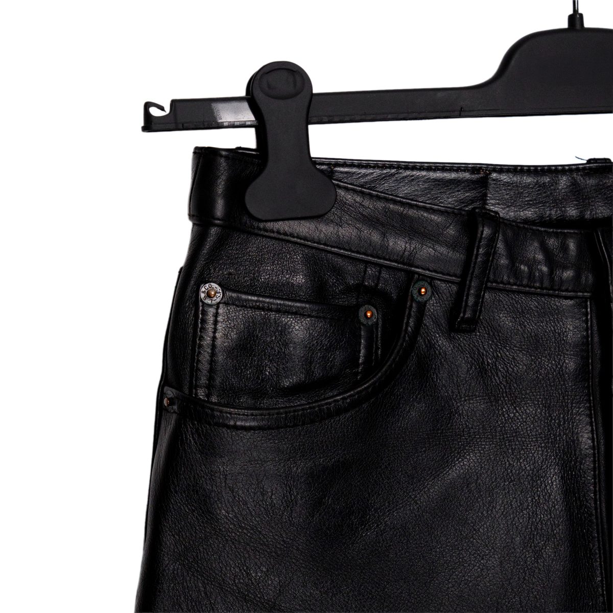 Vintage Levi's 90s Black Leather Button Fly Mens Jeans Pants — photo 4