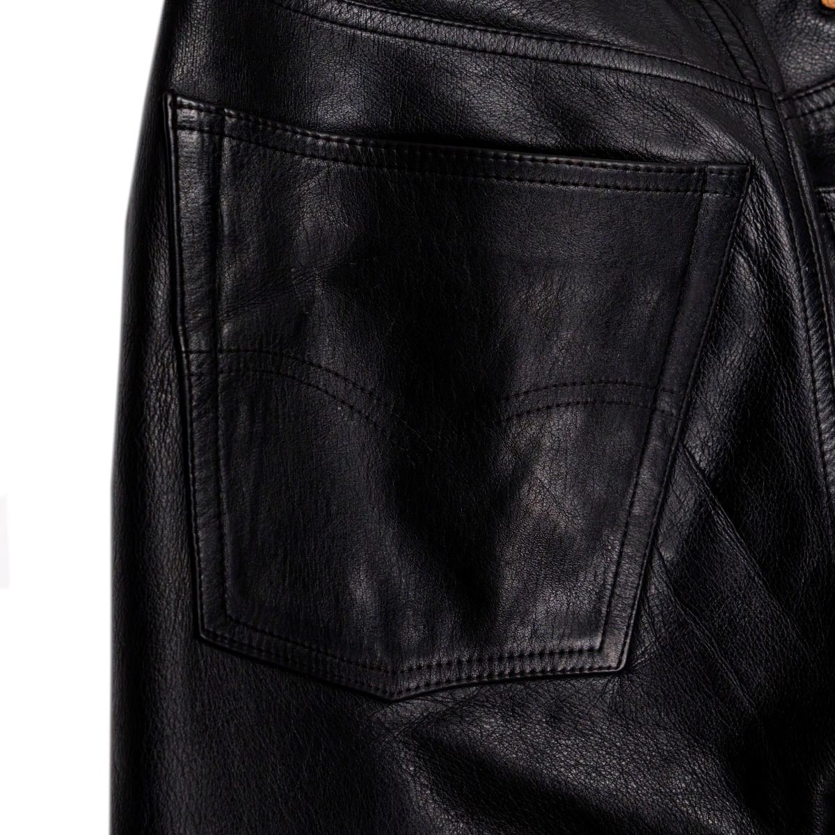 Vintage Levi's 90s Black Leather Button Fly Mens Jeans Pants — photo 6