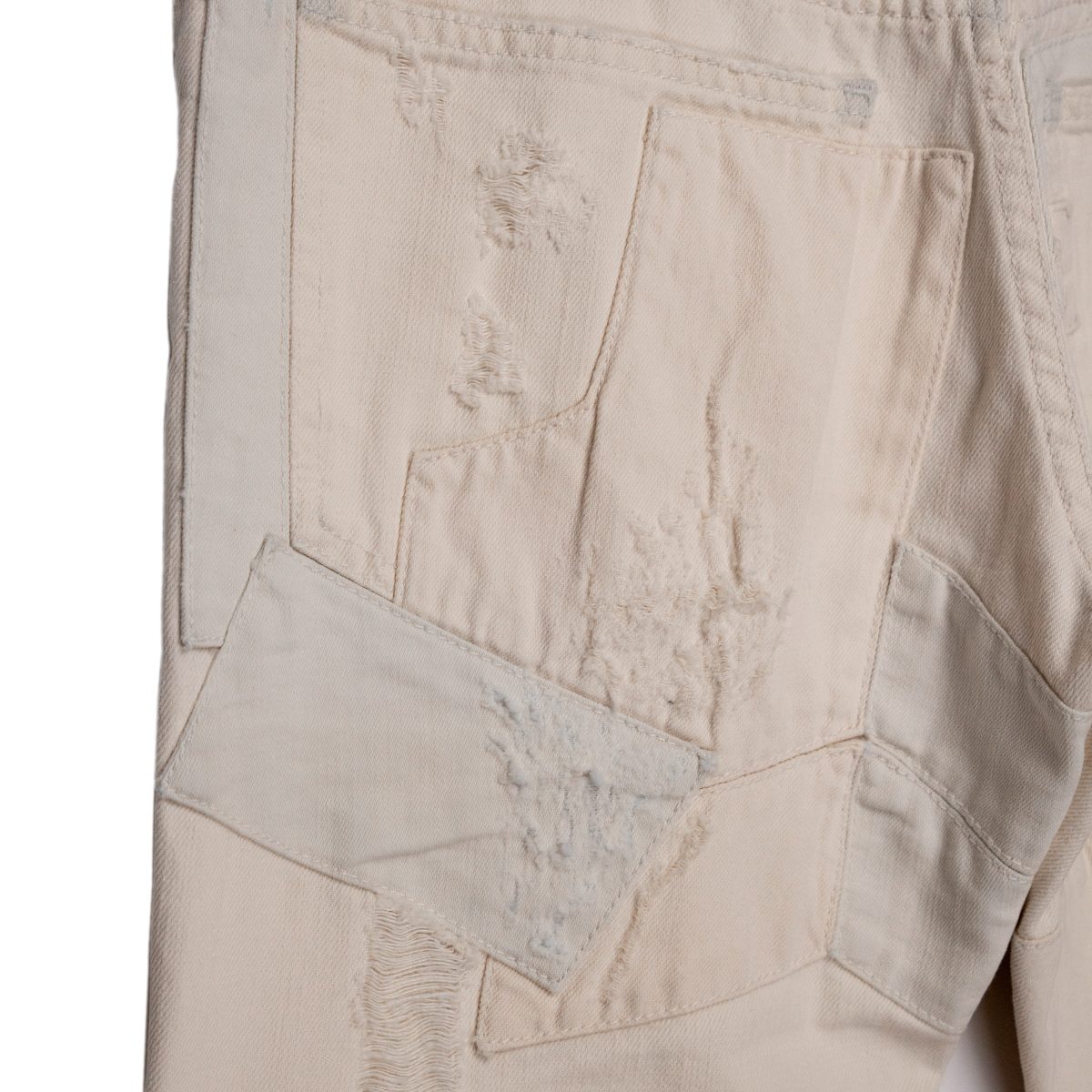 Dolce Gabbana Ecru Patchwork Distressed Denim Mens Jeans — photo 8