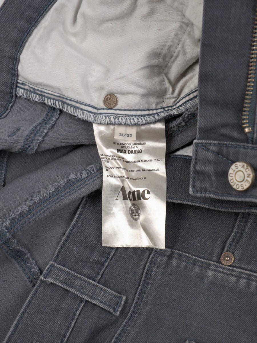 Acne Studios Max Darko Gray Denim Mens Jeans Pants Size S — photo 9