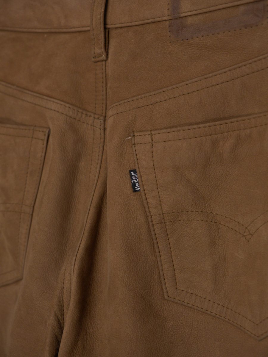 Vintage Levi's Tan Leather Five Pocket Button Fly Mens Pants — photo 5