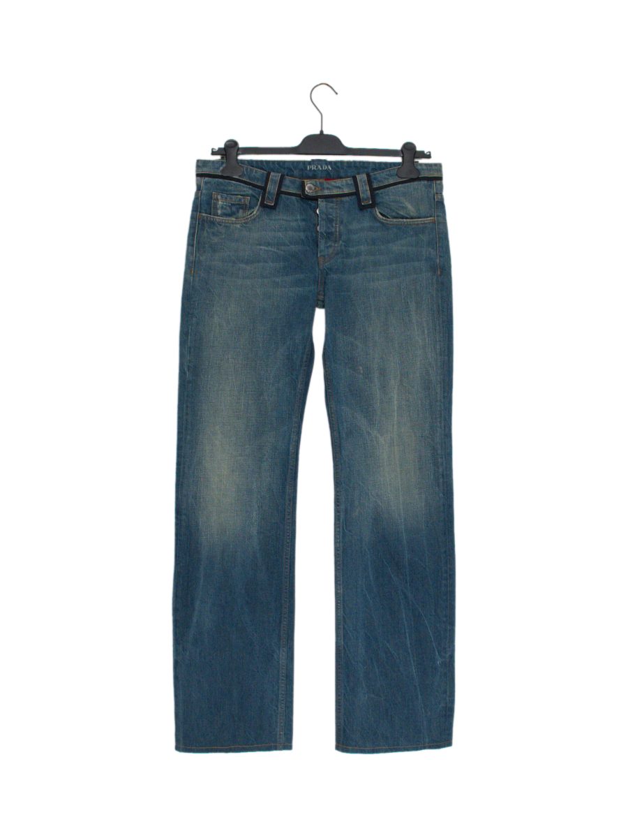 Vintage Prada Classic Fit Blue Denim Contrast Trim Jeans