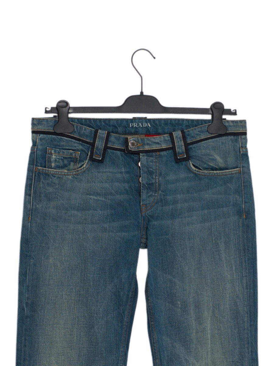 Vintage Prada Classic Fit Blue Denim Contrast Trim Jeans — photo 2