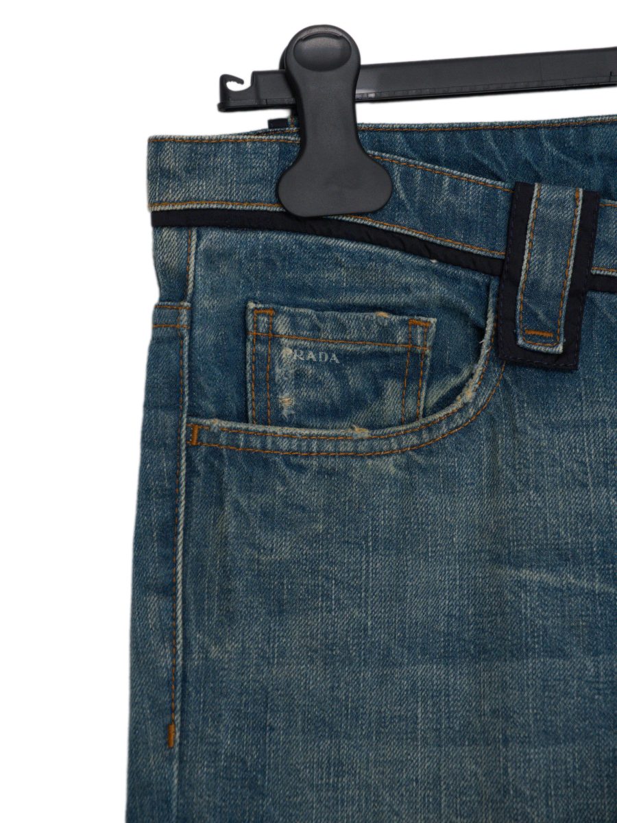 Vintage Prada Classic Fit Blue Denim Contrast Trim Jeans — photo 3