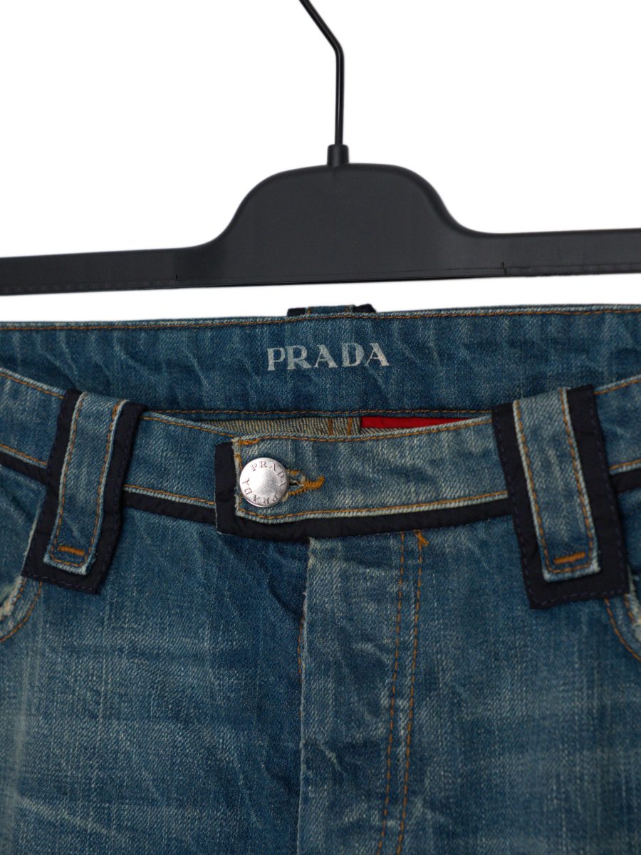 Vintage Prada Classic Fit Blue Denim Contrast Trim Jeans — photo 4