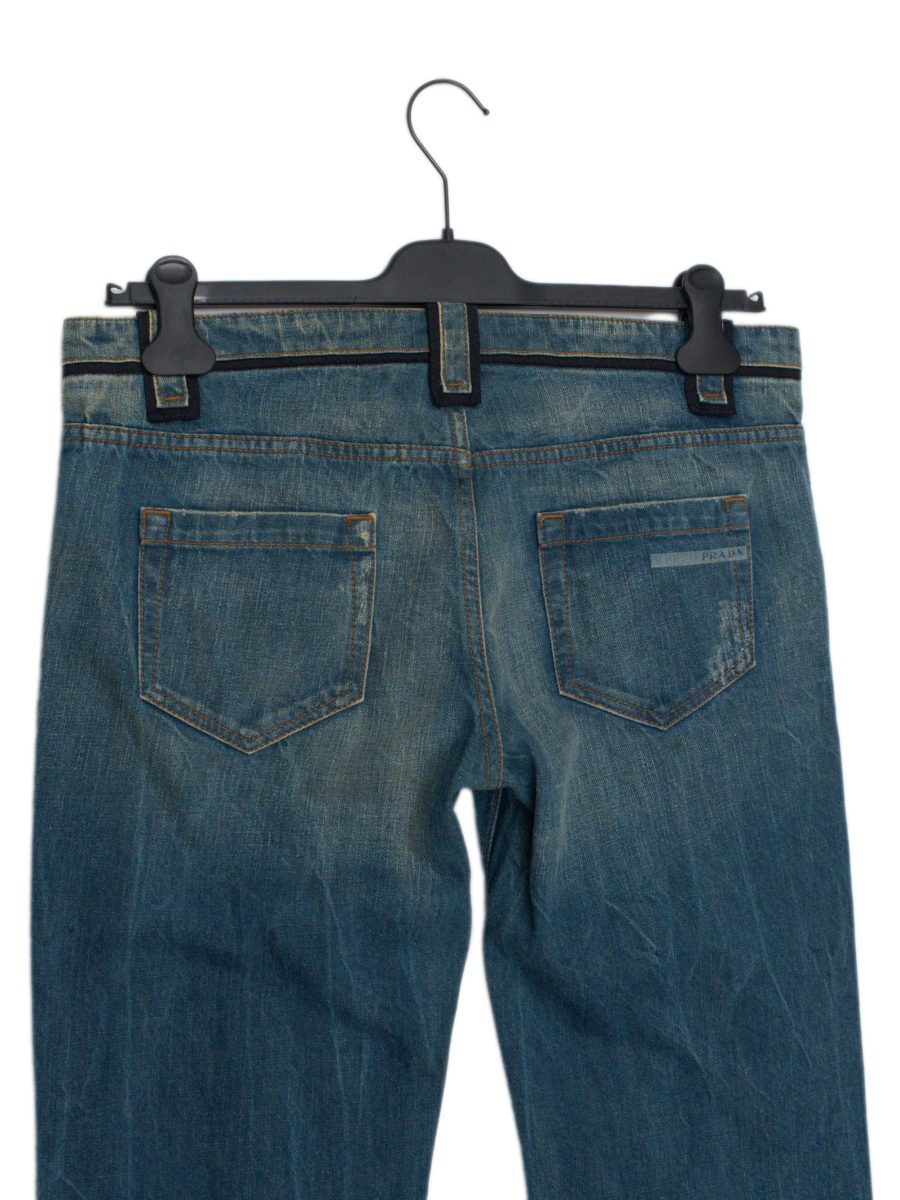Vintage Prada Classic Fit Blue Denim Contrast Trim Jeans — photo 5