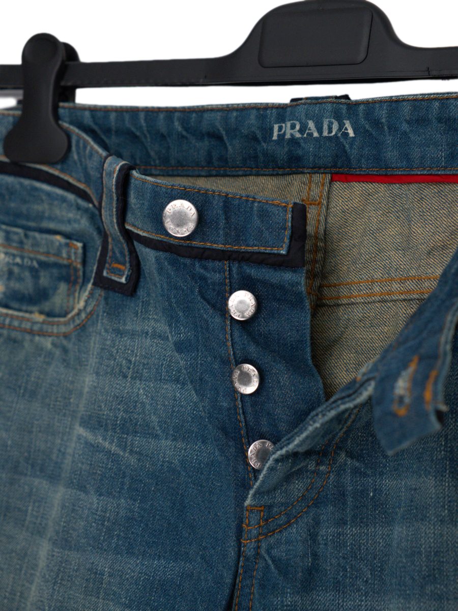 Vintage Prada Classic Fit Blue Denim Contrast Trim Jeans — photo 6