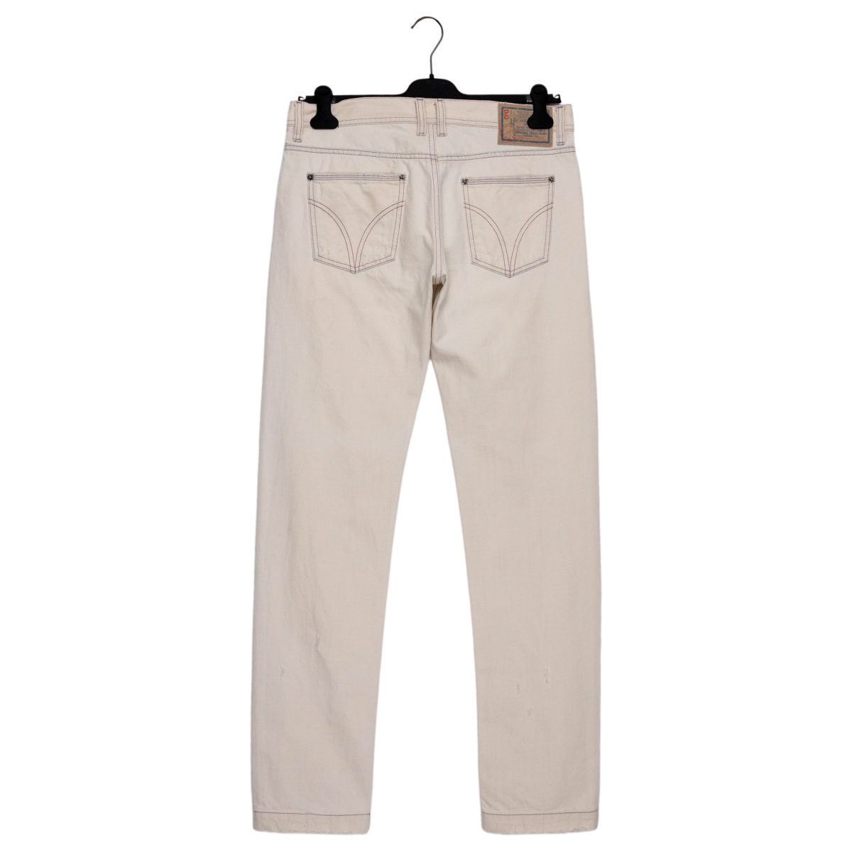 Dolce Gabbana Ecru Distressed Contrast Stitch Denim Jeans — photo 2