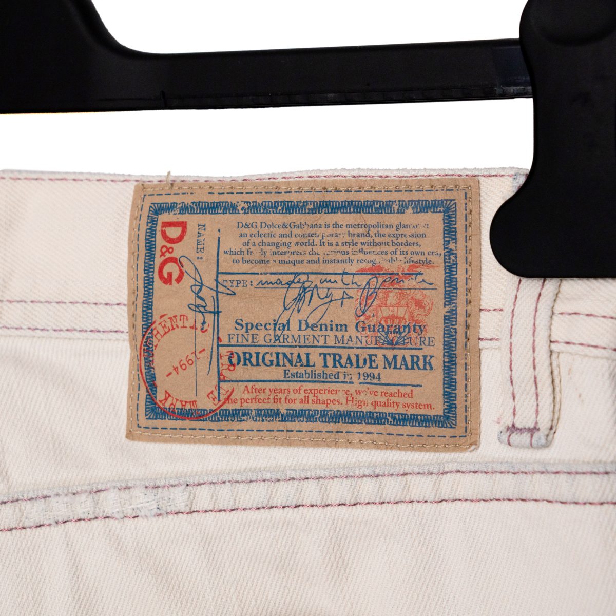 Dolce Gabbana Ecru Distressed Contrast Stitch Denim Jeans — photo 7