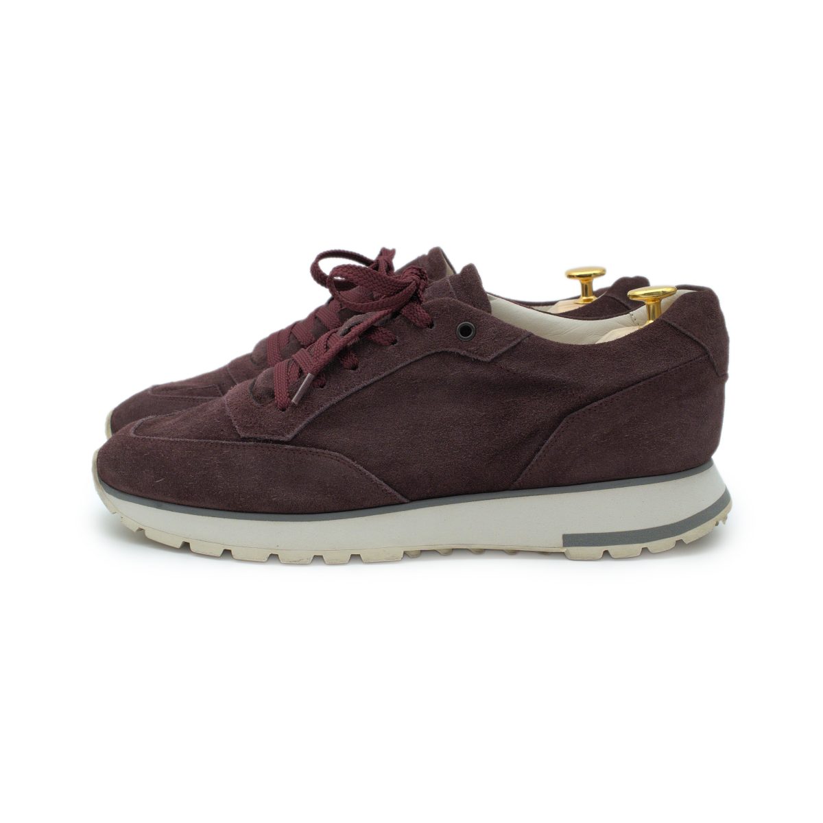 Santoni Mens Burgundy Suede Logo Retro Runner Sneaker Shoes — photo 3